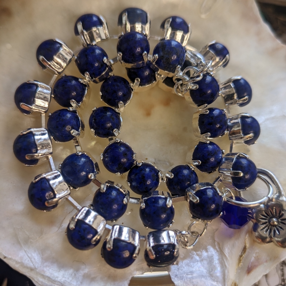 Genuine Natural Lapis Lazuli in Silver Plated Necklace - new